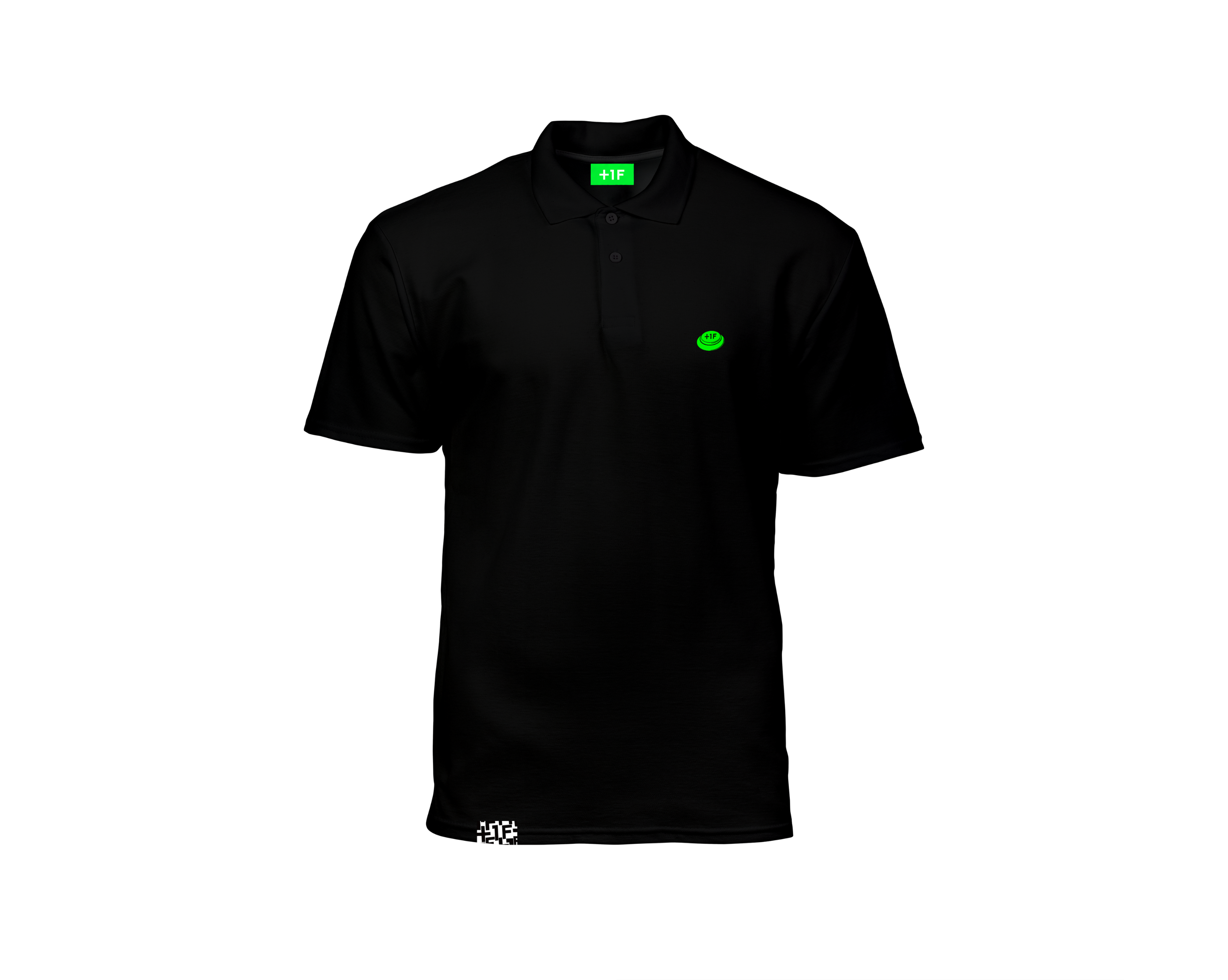 1F BUTTON LOGO POLO / BLACK | ポロシャツ ブラック 黒