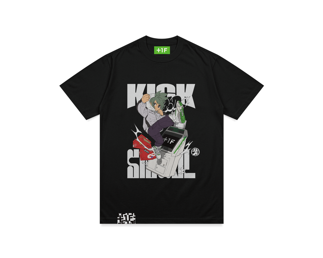 1F KICK chan +1F TEE | KICKちゃんコラボ Tシャツ 黒 1F KICK chan +1F TEE | KICKちゃんコラボ Tシャツ 黒