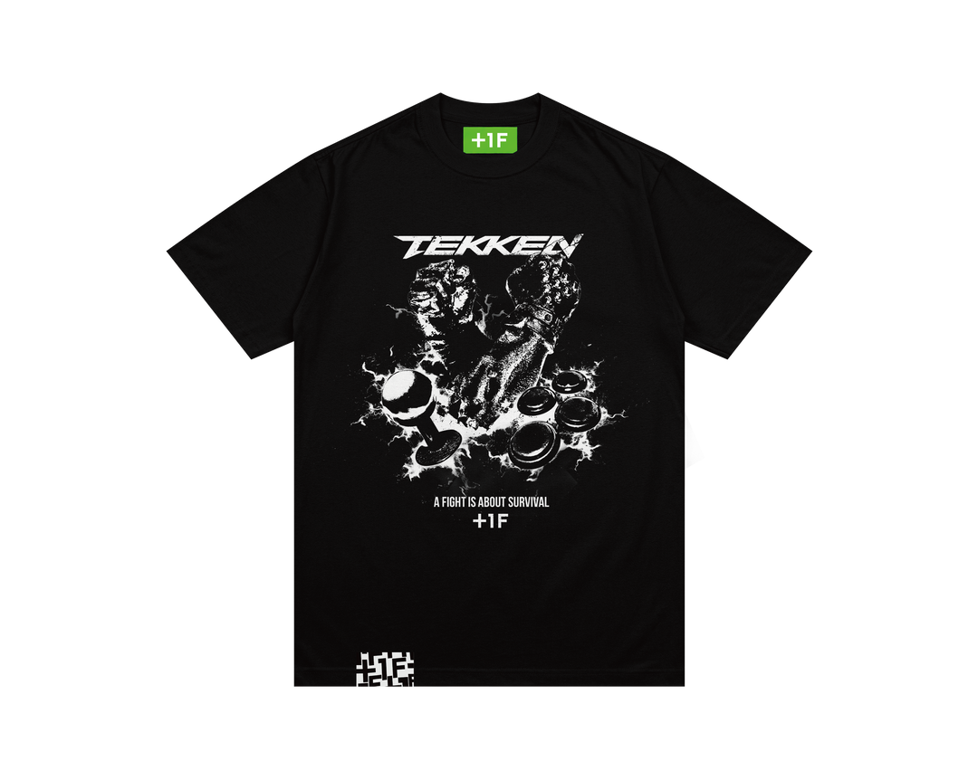 TEKKEN +1F FIGHT IS ABOUT SURVIVAL TEE | 鉄拳 Tシャツ ブラック 黒 TEKKEN +1F FIGHT IS ABOUT SURVIVAL TEE | 鉄拳 Tシャツ ブラック 黒